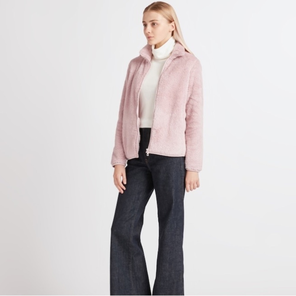 UNIQLO Fluffy Yarn Fleece Full-Zip Jacket Lilac Sz S